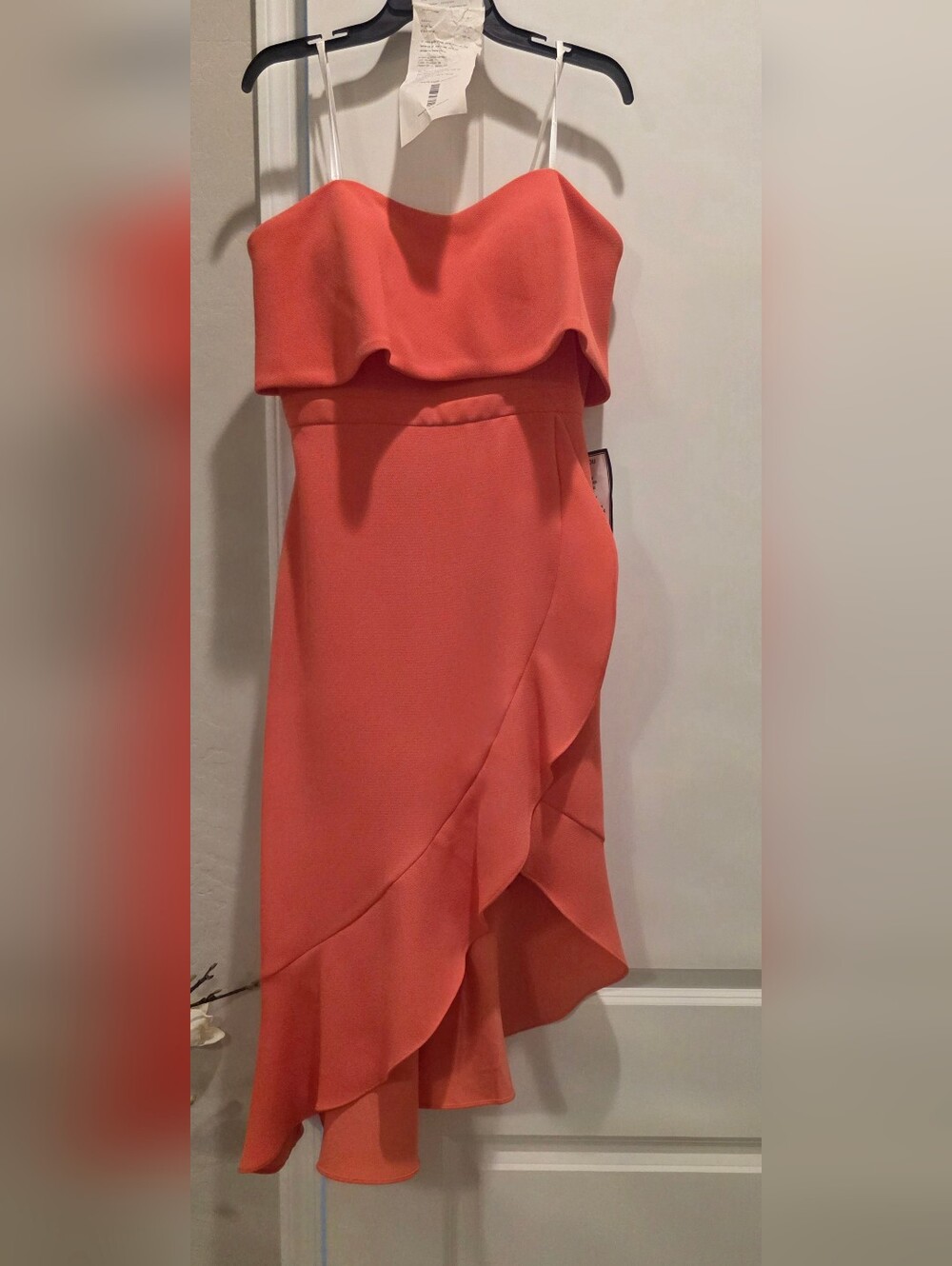 Xscape Orange Strapless Ruffle-Hem Dress